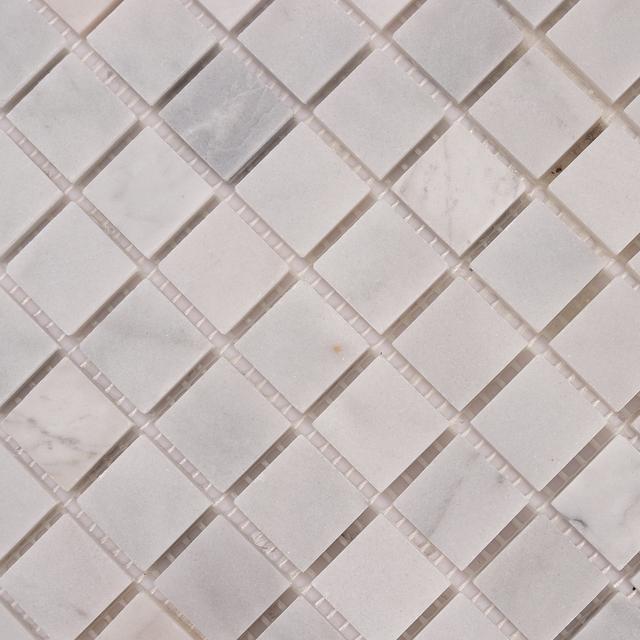 Carrara Venato Square Honed Marble Mosaic Tiles — mosaic vuông bằng đá marble trắng Carrara