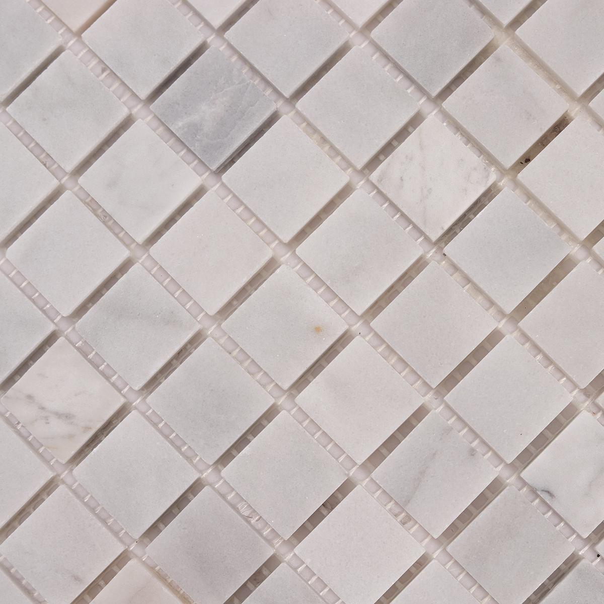 Carrara Venato Square Honed Marble Mosaic Tiles — mosaic vuông bằng đá marble trắng Carrara