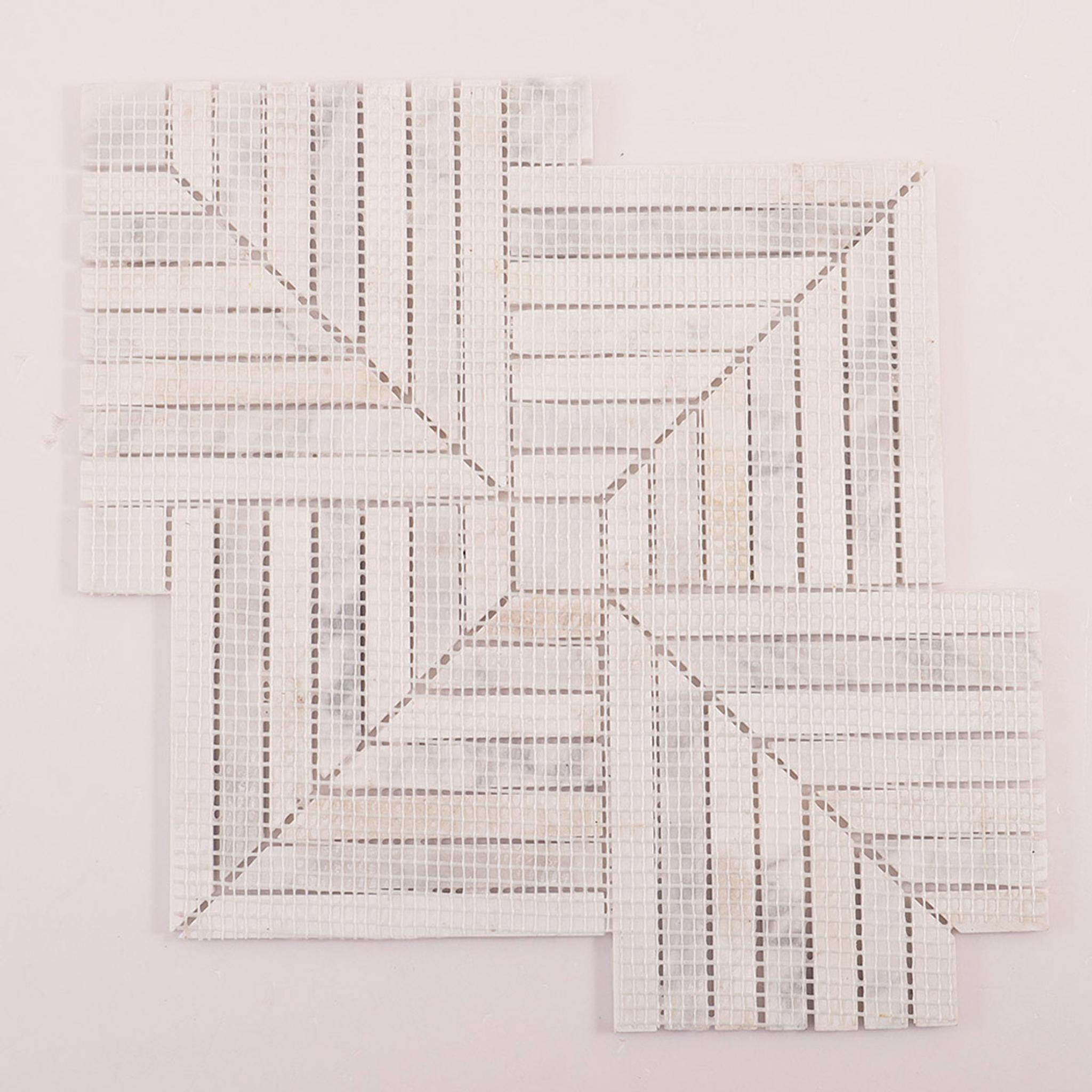 Carrara White Geometric Line Marble Mosaic Tile — mosaic ghép nghệ thuật bằng đá marble trắng & trắng Carrara