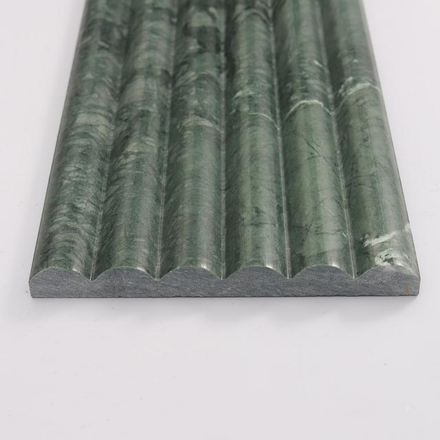 Dark Green Round Fluted Marble Tile — mosaic rãnh sọc (fluted) bằng đá marble xanh lục đậm