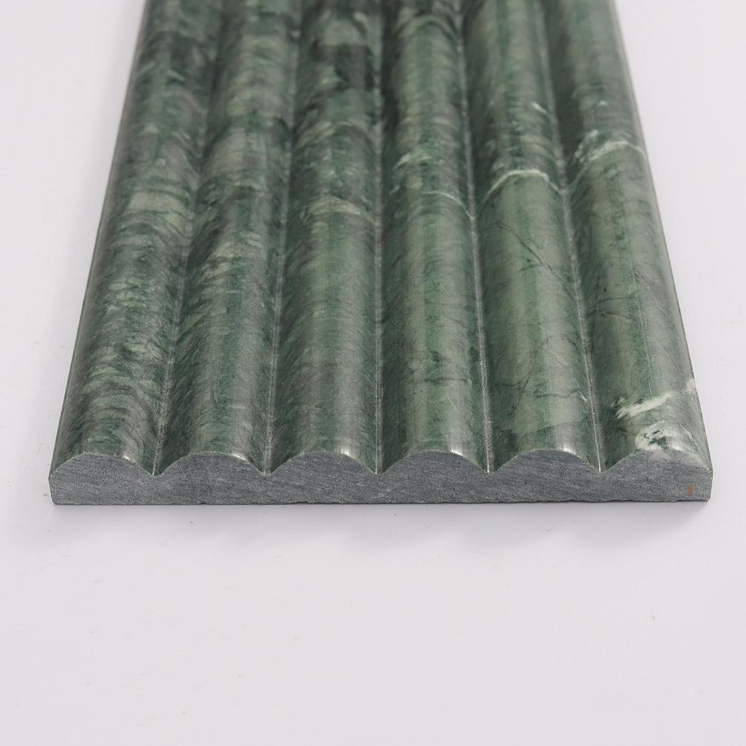 Dark Green Round Fluted Marble Tile — mosaic rãnh sọc (fluted) bằng đá marble xanh lục đậm