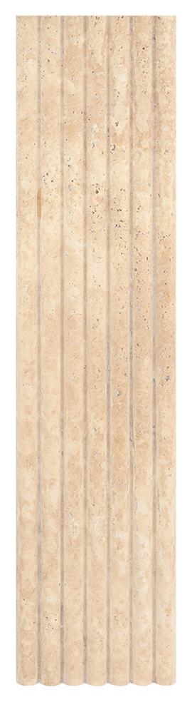 Beige Fluted Travertine Tile: Premium Long Strip Stone Wall — mosaic rãnh sọc (fluted) bằng đá travertine beige