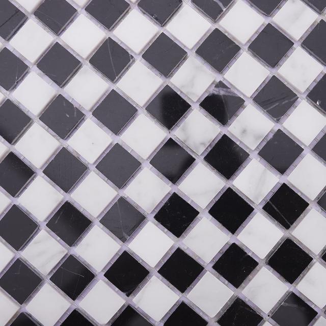 Black and White Checkered Marble Mosaic Tile for Wall & Floor — mosaic ghép nghệ thuật bằng đá marble đen & trắng