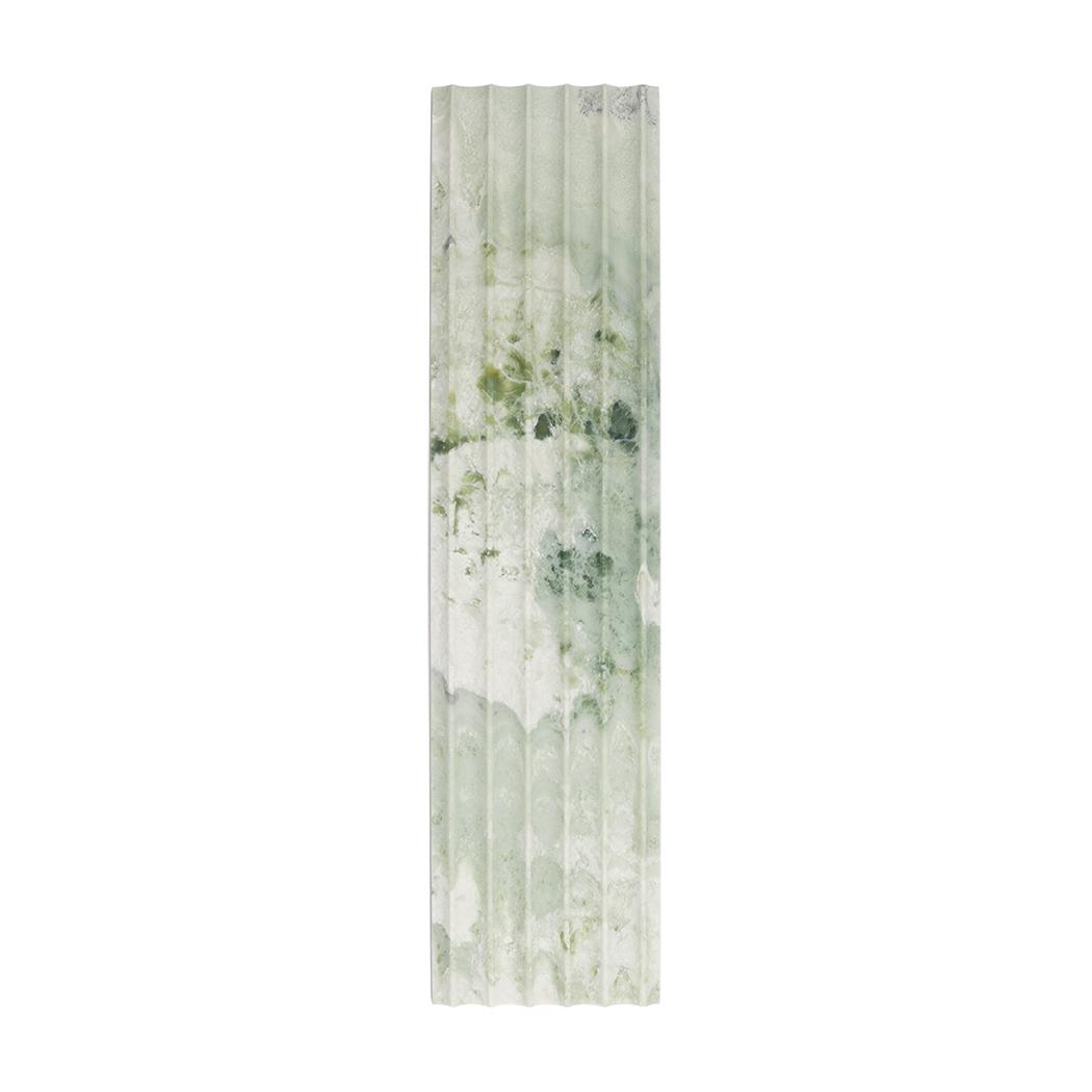 Light Green Marble Fluted Tile for Serene Spa and Vanity Wall Design — mosaic rãnh sọc (fluted) bằng đá marble xanh lục