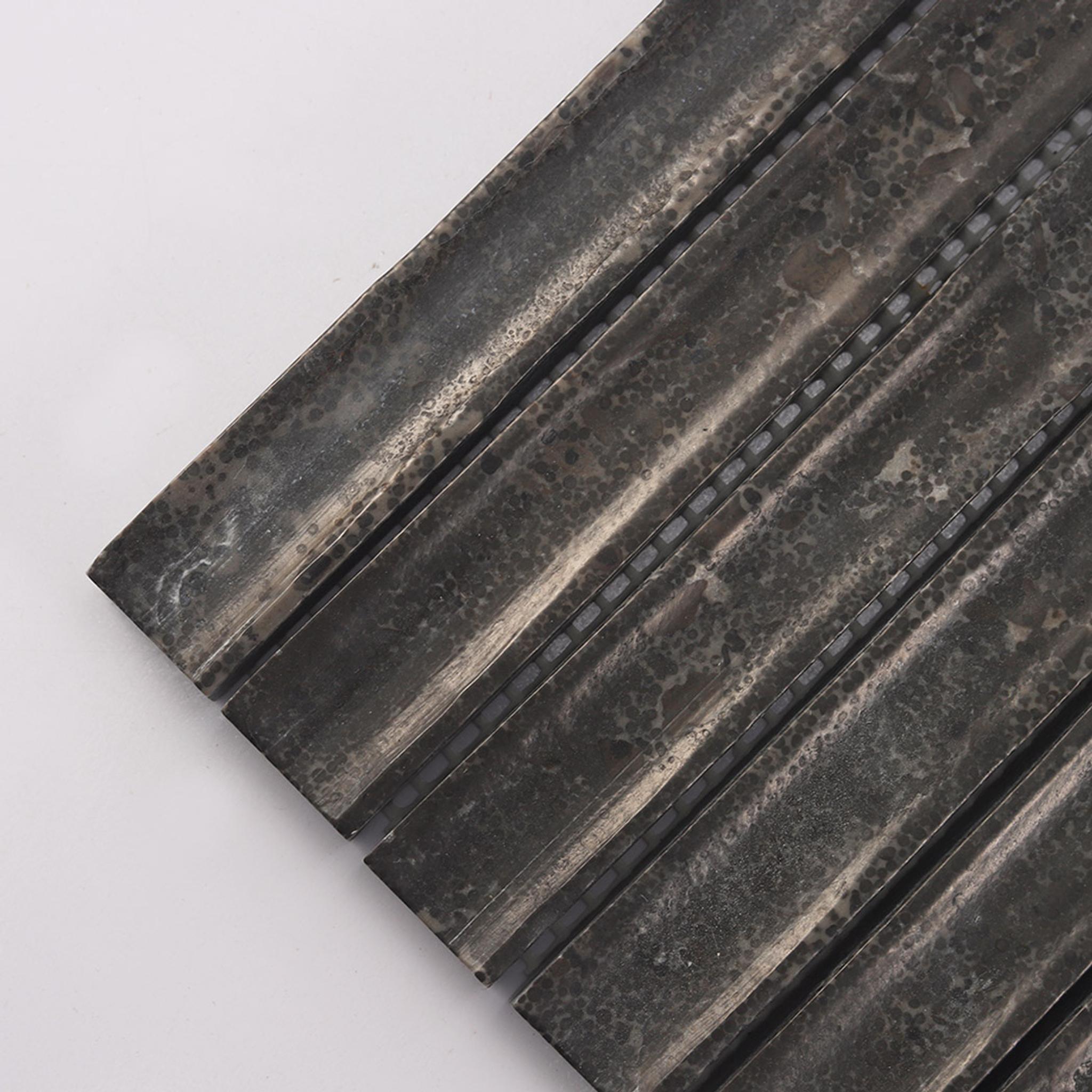 Dark Brown Fluted Marble Mosaic Tile — mosaic rãnh sọc (fluted) bằng đá marble nâu