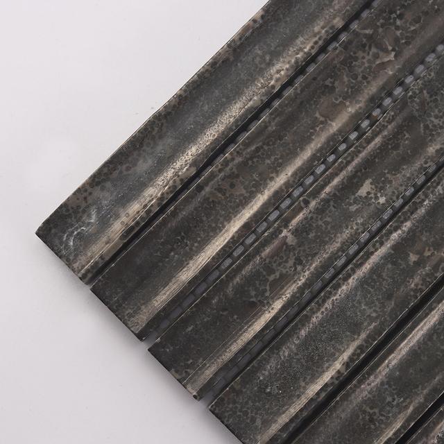Dark Brown Fluted Marble Mosaic Tile — mosaic rãnh sọc (fluted) bằng đá marble nâu