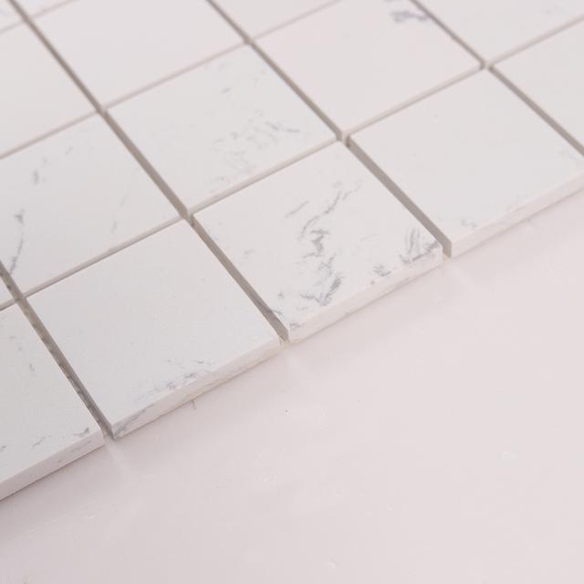 White Square Polished Marble Mosaic Tiles — mosaic vuông bằng đá marble trắng