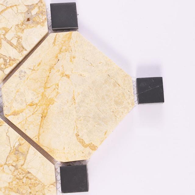 Crema Octagon Marble With Black Dot Mosaic Tile For Walls And Floors — mosaic ghép nghệ thuật bằng đá marble đen