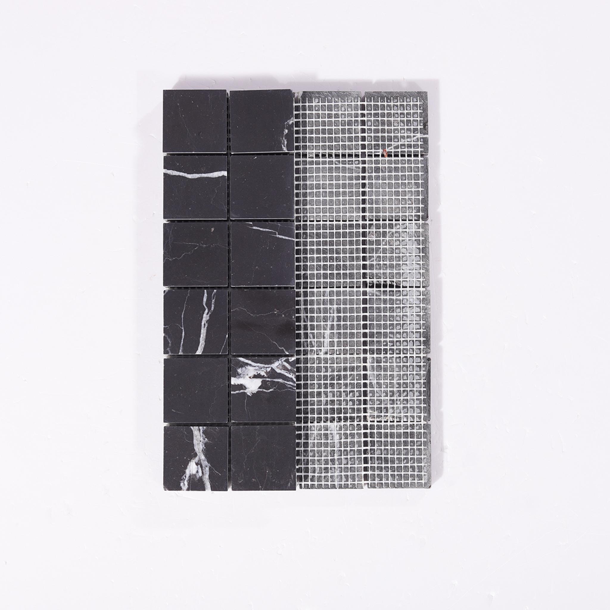 Nero Marquina Black Square Marble Mosaic Tiles — mosaic vuông bằng đá marble đen