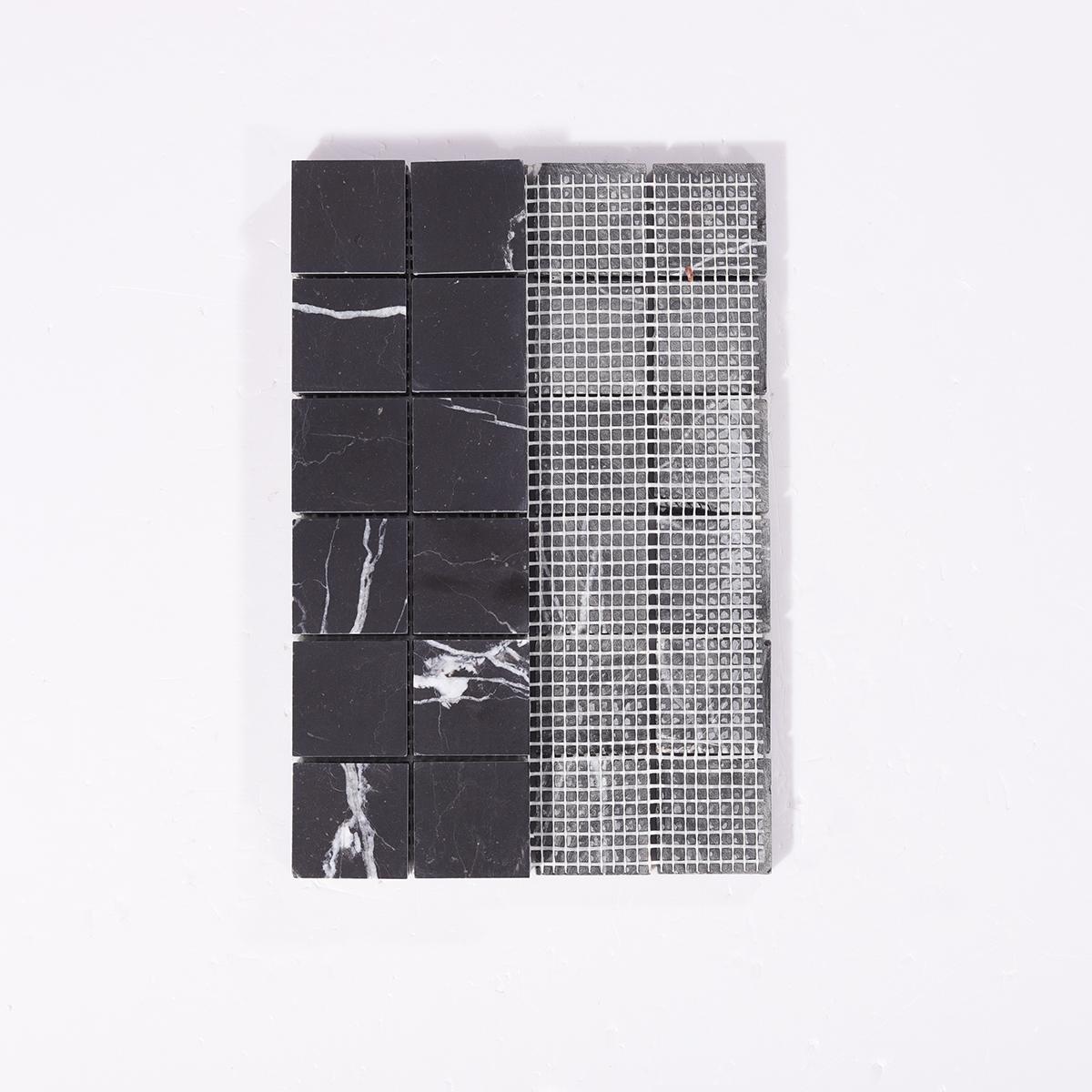 Nero Marquina Black Square Marble Mosaic Tiles — mosaic vuông bằng đá marble đen