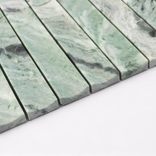 Fluted Light Green Marble Mosaic Honed Curved Tile — mosaic rãnh sọc (fluted) bằng đá marble xanh lục
