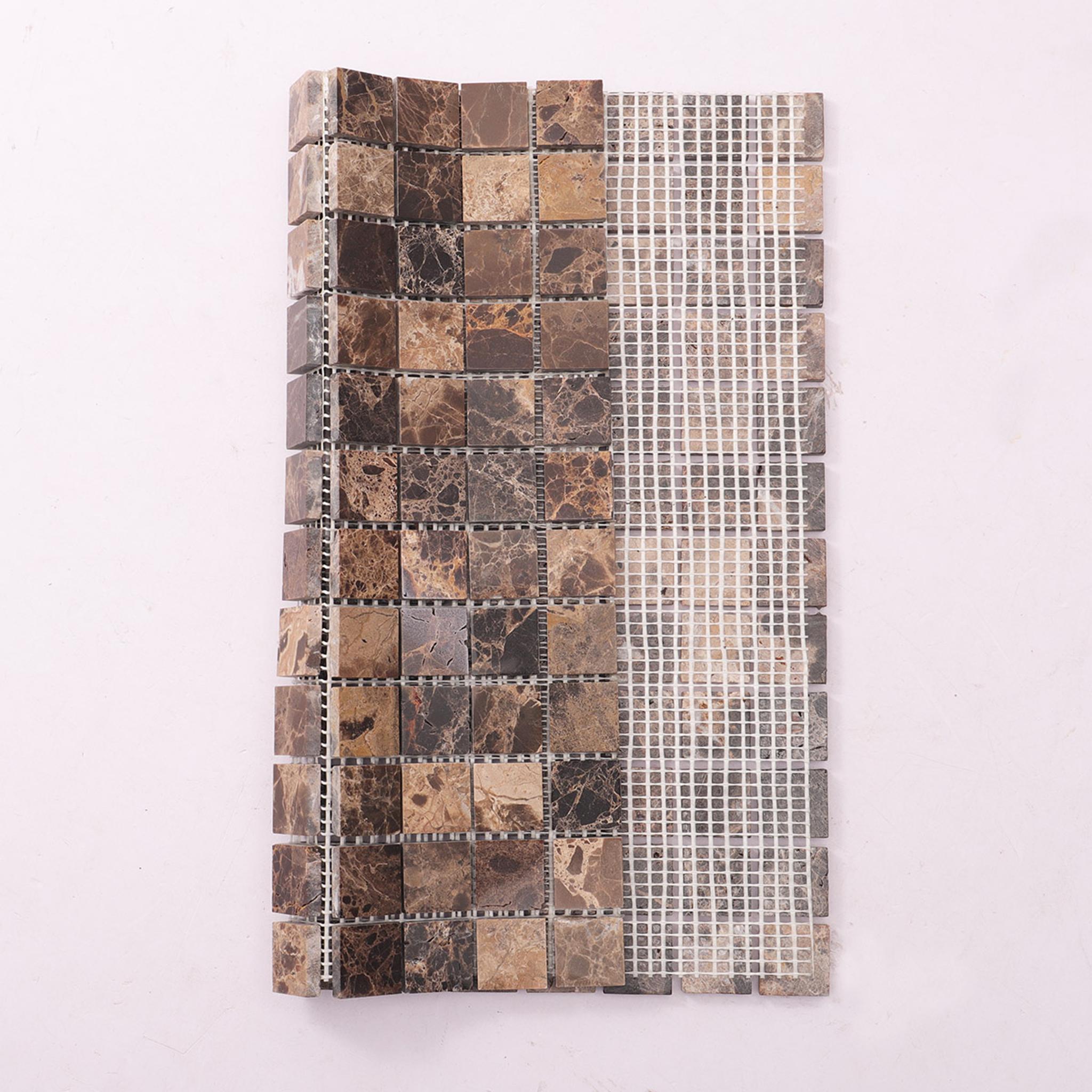 Emperador Brown Marble Mosaic Tiles 23x23mm — mosaic ghép nghệ thuật bằng đá marble nâu & nâu Emperador