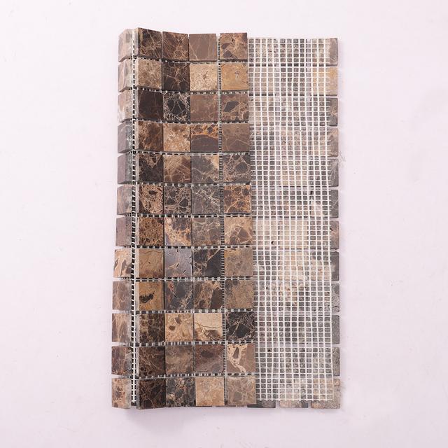Emperador Brown Marble Mosaic Tiles 23x23mm — mosaic ghép nghệ thuật bằng đá marble nâu & nâu Emperador