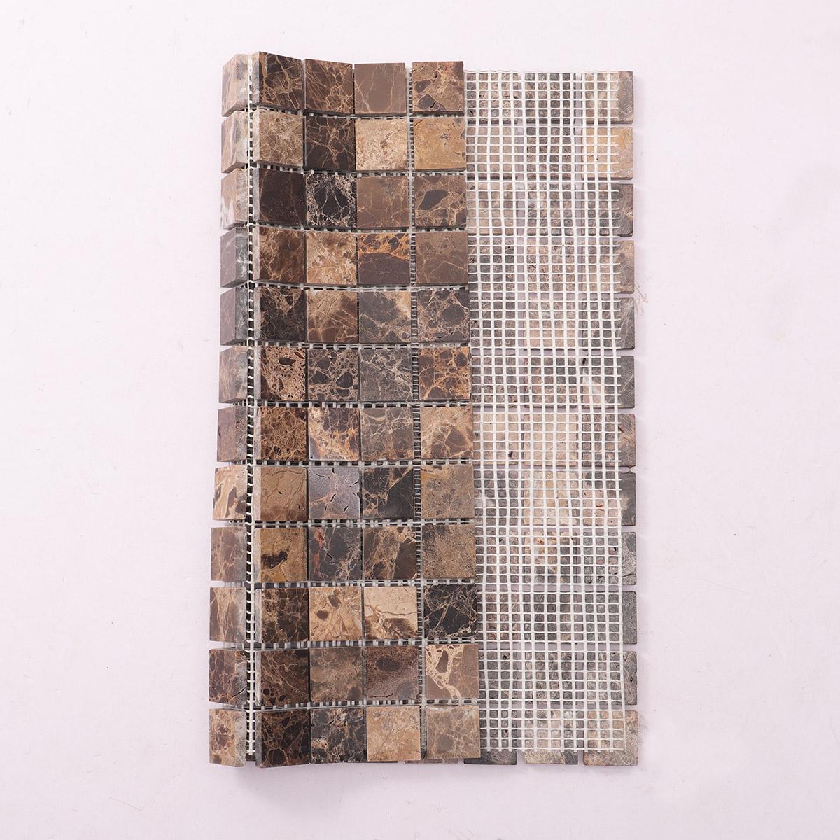 Emperador Brown Marble Mosaic Tiles 23x23mm — mosaic ghép nghệ thuật bằng đá marble nâu & nâu Emperador