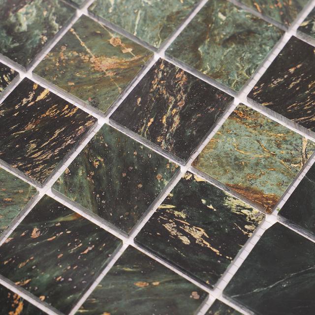 Green Marble Square Mosaic Tiles for Walls and Floors — mosaic vuông bằng đá marble xanh lục