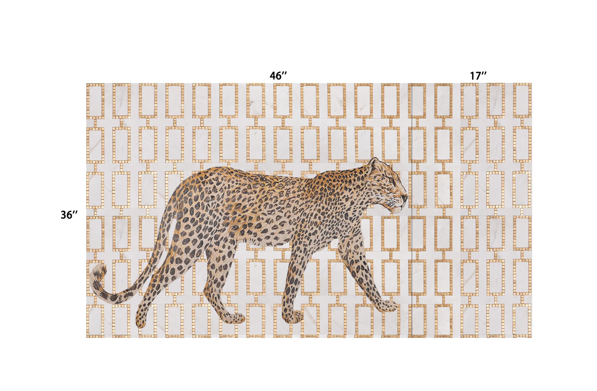 Leopard Mosaic Tile Art — mosaic ghép nghệ thuật bằng đá marble tự nhiên