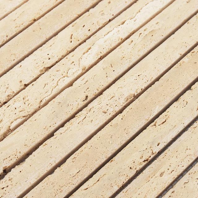 Beige Travertine Vertical Liner Mosaic Tile for Kitchen and Bathroom — mosaic ghép nghệ thuật bằng đá travertine beige
