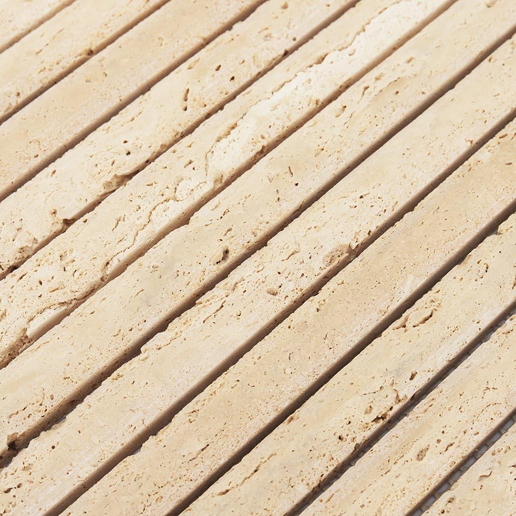 Beige Travertine Vertical Liner Mosaic Tile for Kitchen and Bathroom — mosaic ghép nghệ thuật bằng đá travertine beige
