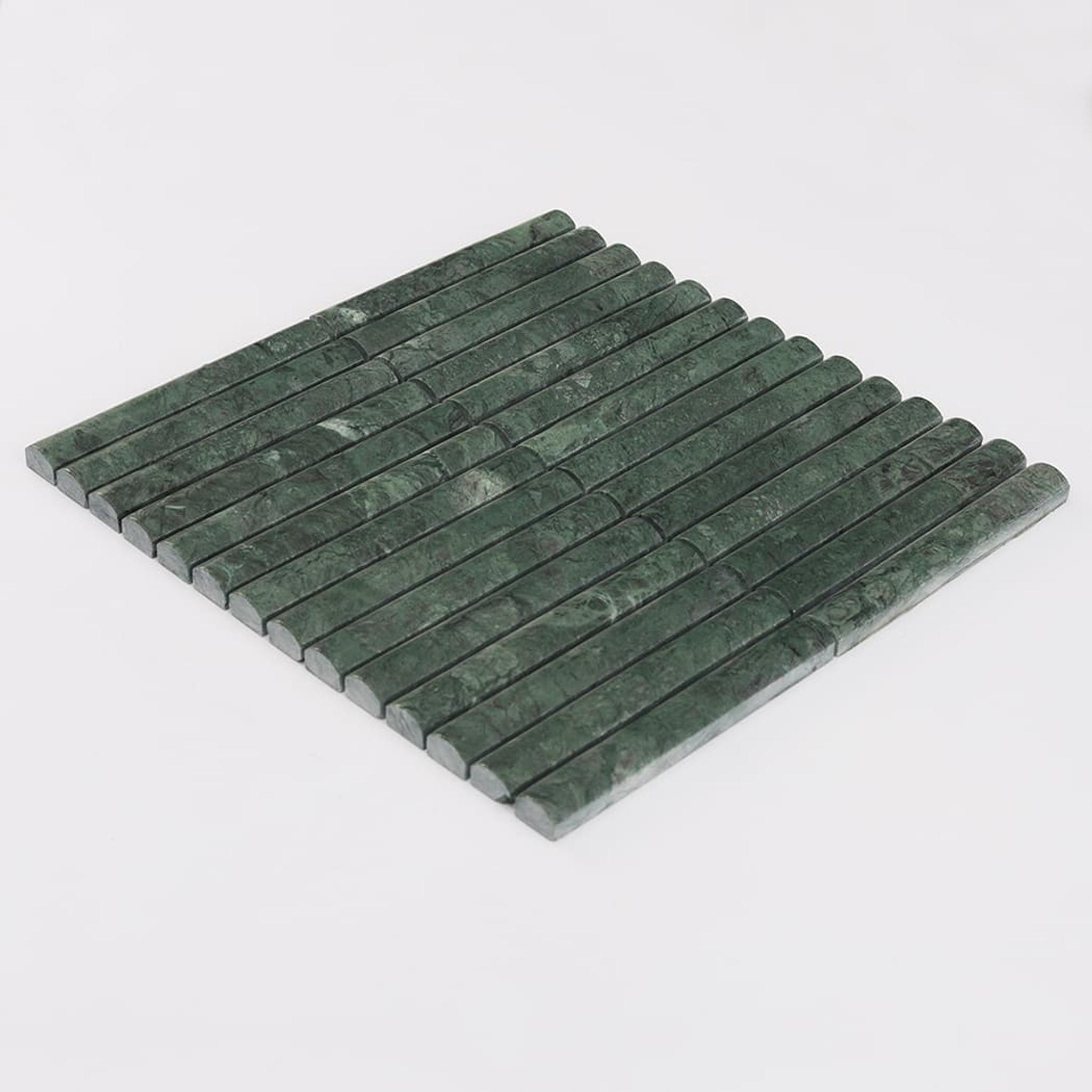 Dark Green Fluted Marble Kit Kat Wall Tile Bathroom Mosaic — mosaic rãnh sọc (fluted) bằng đá marble xanh lục