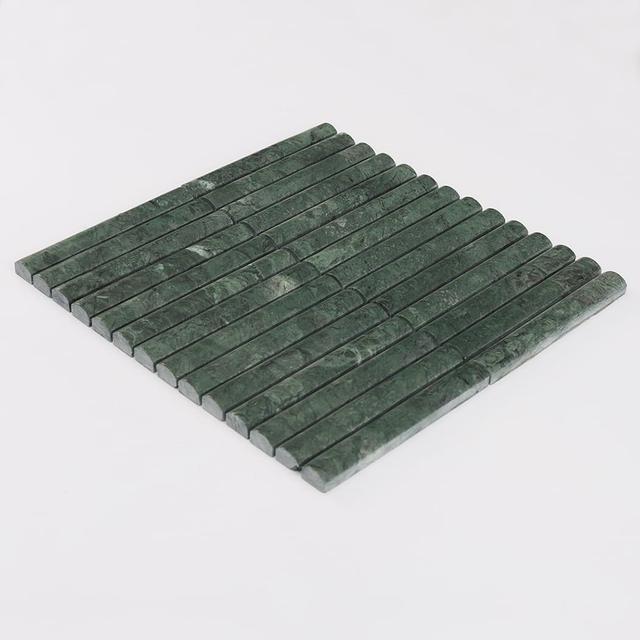 Dark Green Fluted Marble Kit Kat Wall Tile Bathroom Mosaic — mosaic rãnh sọc (fluted) bằng đá marble xanh lục