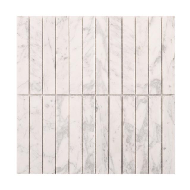 White Carrara Vertical Stacked Polished Marble Mosaic — Rochelle Rochelle Stone
