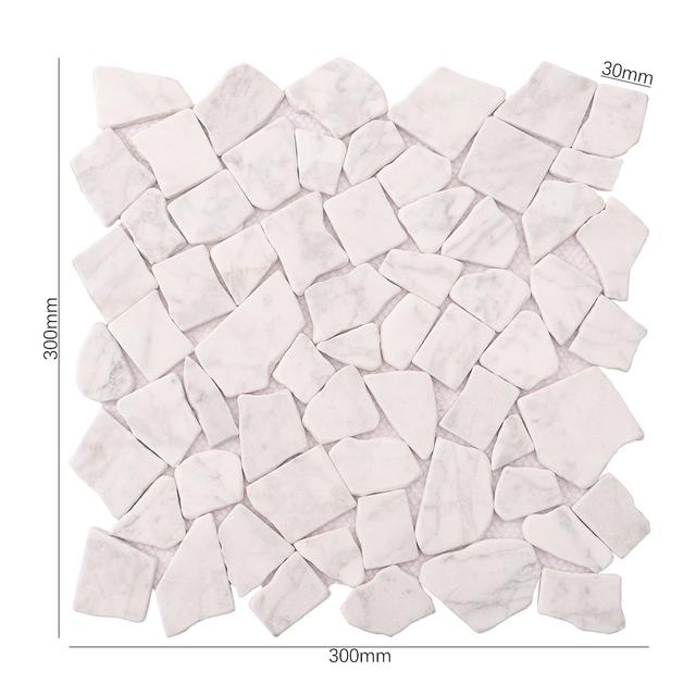 Cracked White Carrara Marble Mosaic Tile — mosaic ghép nghệ thuật bằng đá marble trắng & trắng Carrara