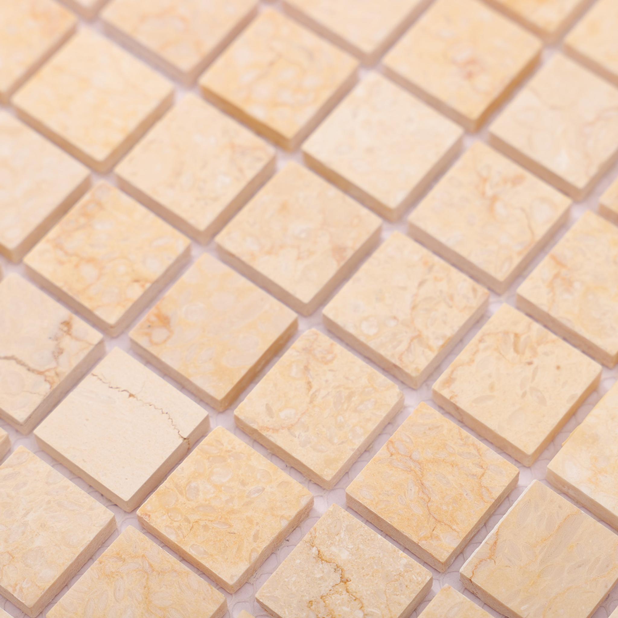 Crema Marfil Square Marble Mosaic Tiles 23X23 — mosaic vuông bằng đá marble tự nhiên