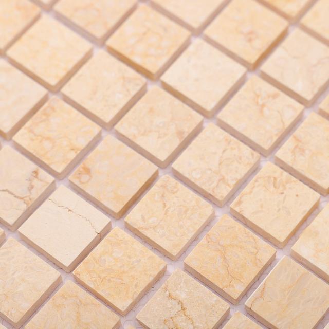 Crema Marfil Square Marble Mosaic Tiles 23X23 — mosaic vuông bằng đá marble tự nhiên
