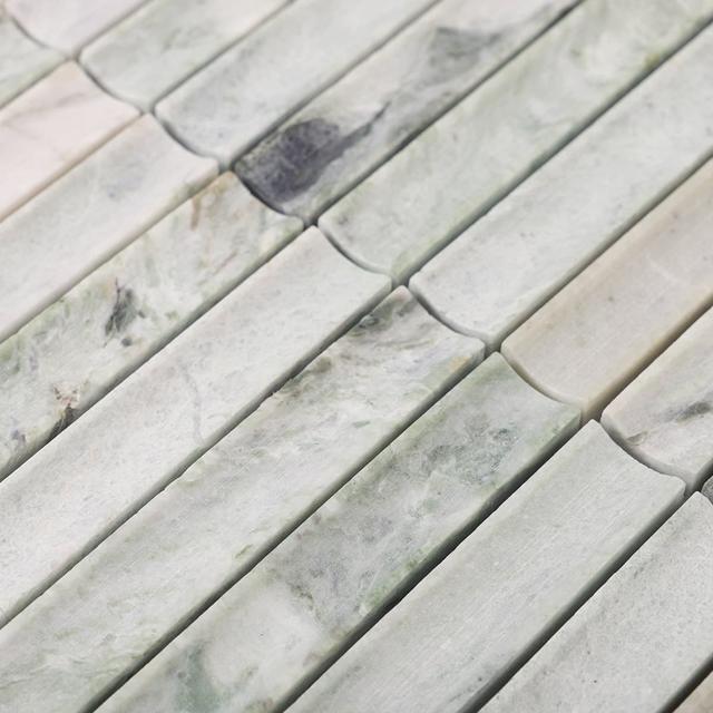 Ming Green Fluted Marble Honed Strip Mosaic Tile — mosaic rãnh sọc (fluted) bằng đá marble xanh lục