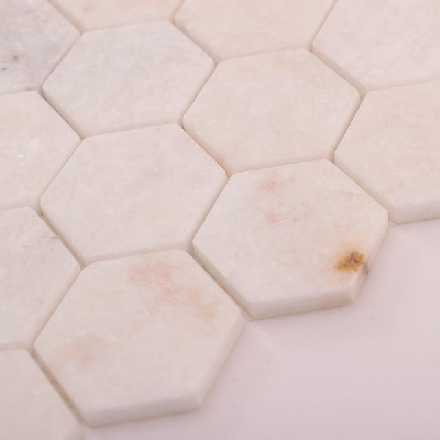 Crystal White Hexagon Marble Mosaic Tiles — mosaic lục giác bằng đá marble trắng