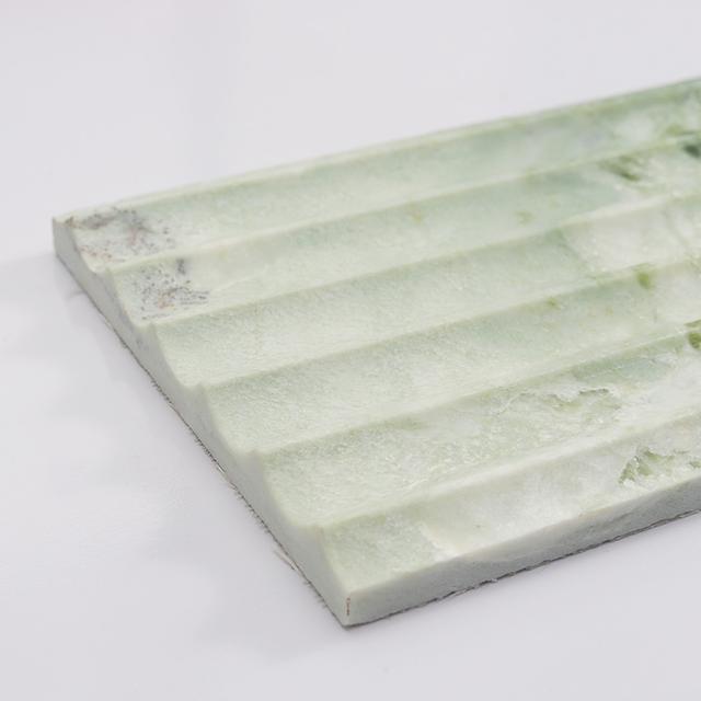 Light Green Marble Fluted Tile for Serene Spa and Vanity Wall Design — mosaic rãnh sọc (fluted) bằng đá marble xanh lục