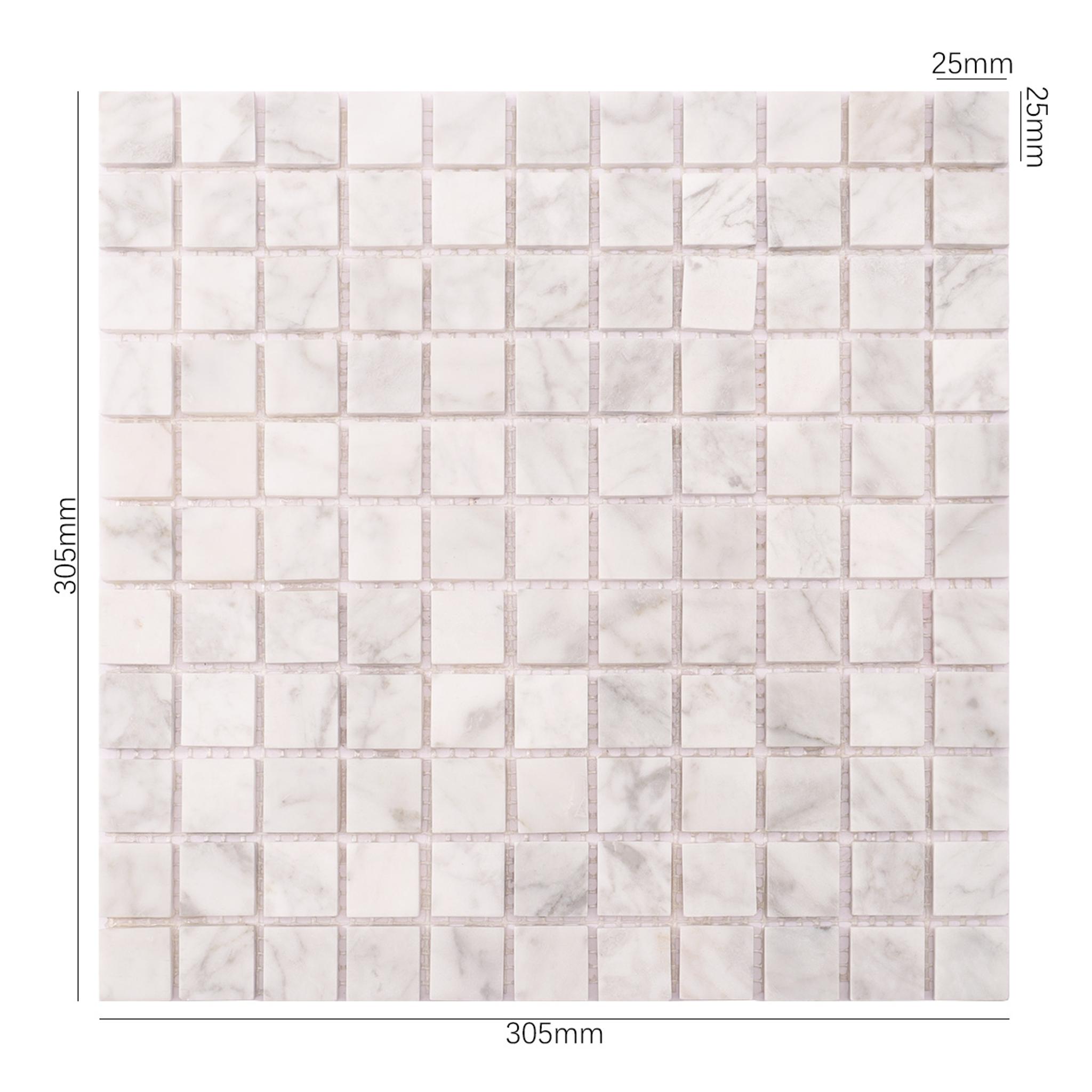 Carrara White Square Marble Mosaic Tiles for Elegant Walls — mosaic vuông bằng đá marble trắng & trắng Carrara