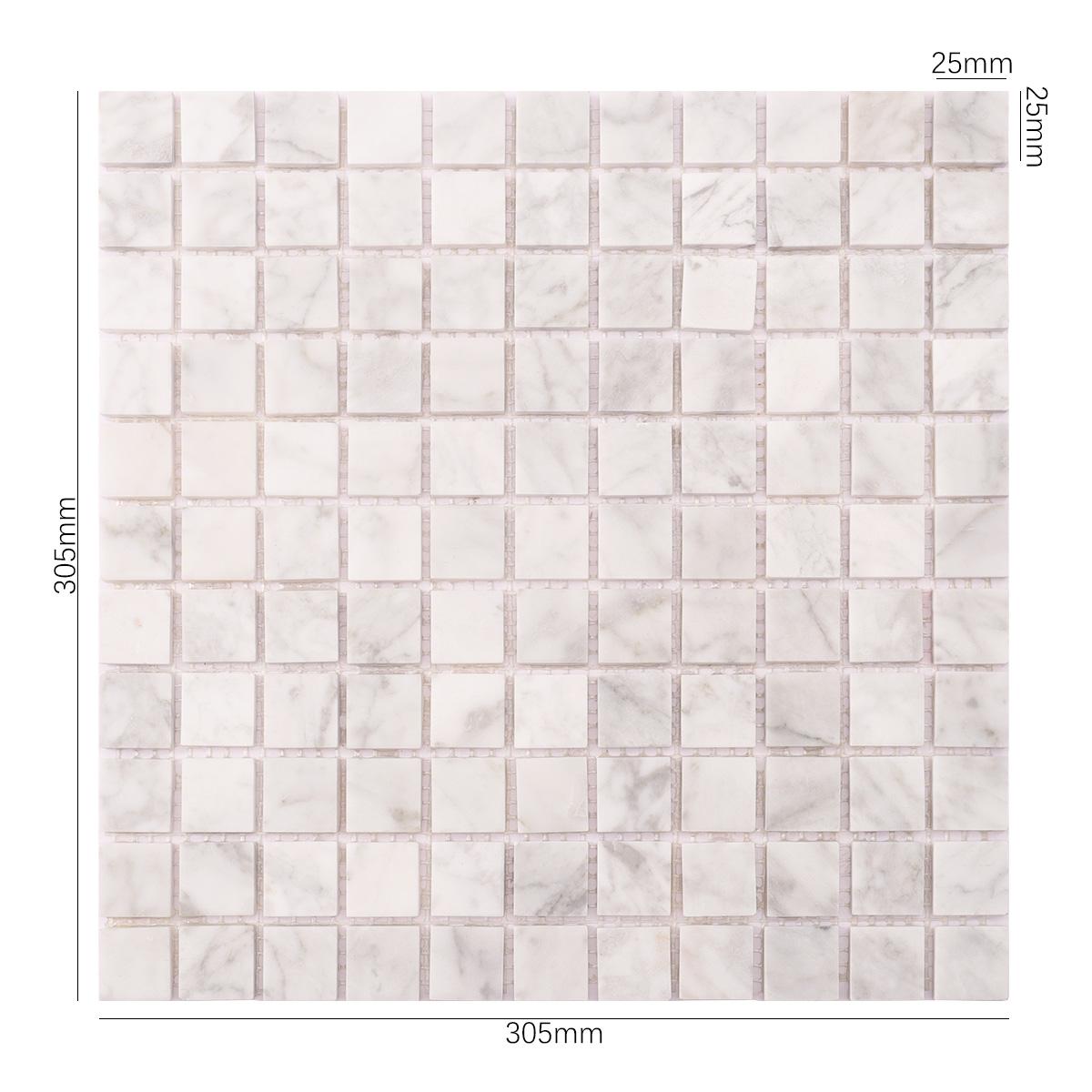 Carrara White Square Marble Mosaic Tiles for Elegant Walls — mosaic vuông bằng đá marble trắng & trắng Carrara