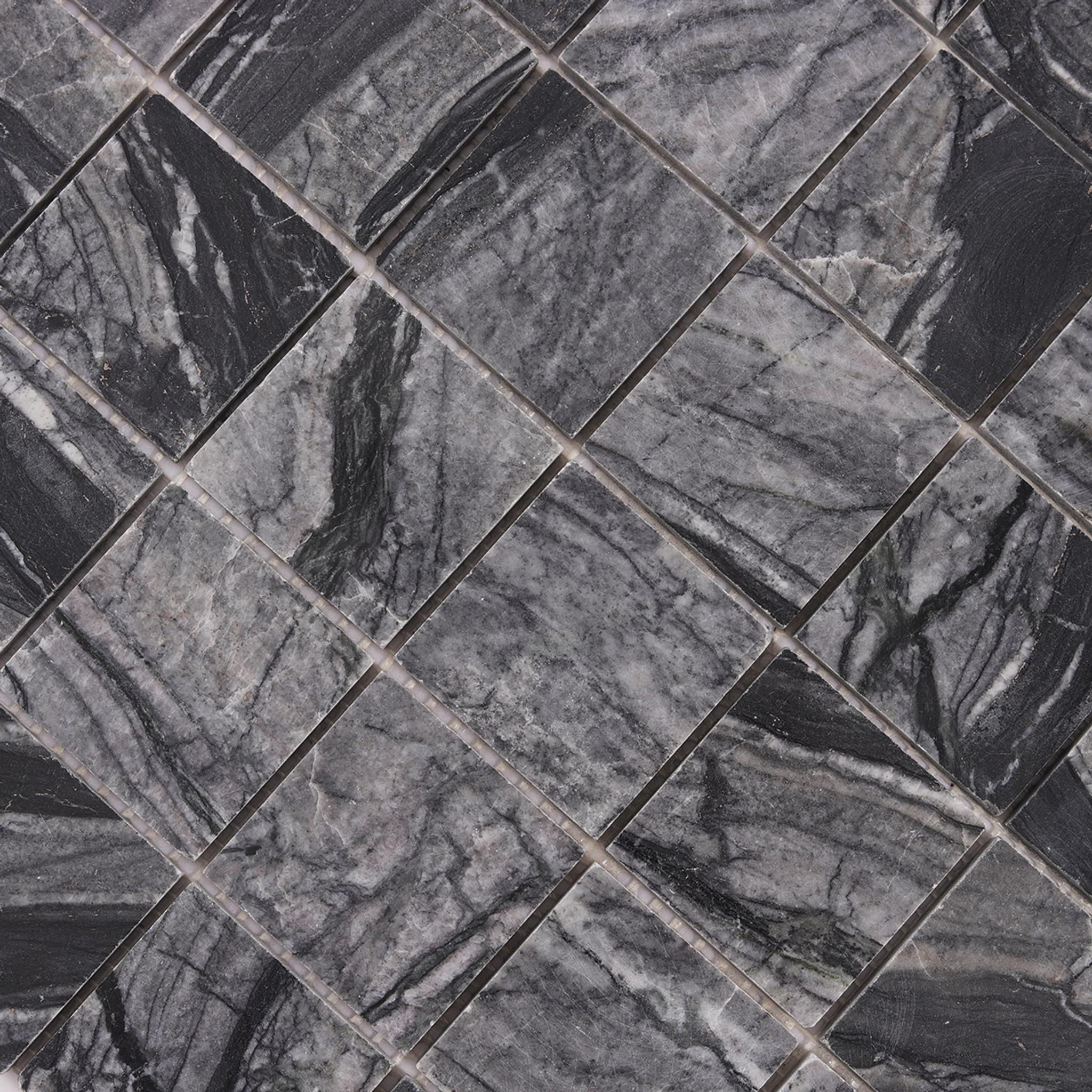 Bardiglio Square Marble Mosaic Tiles 48X48 for Elegant Spaces — mosaic vuông bằng đá marble tự nhiên