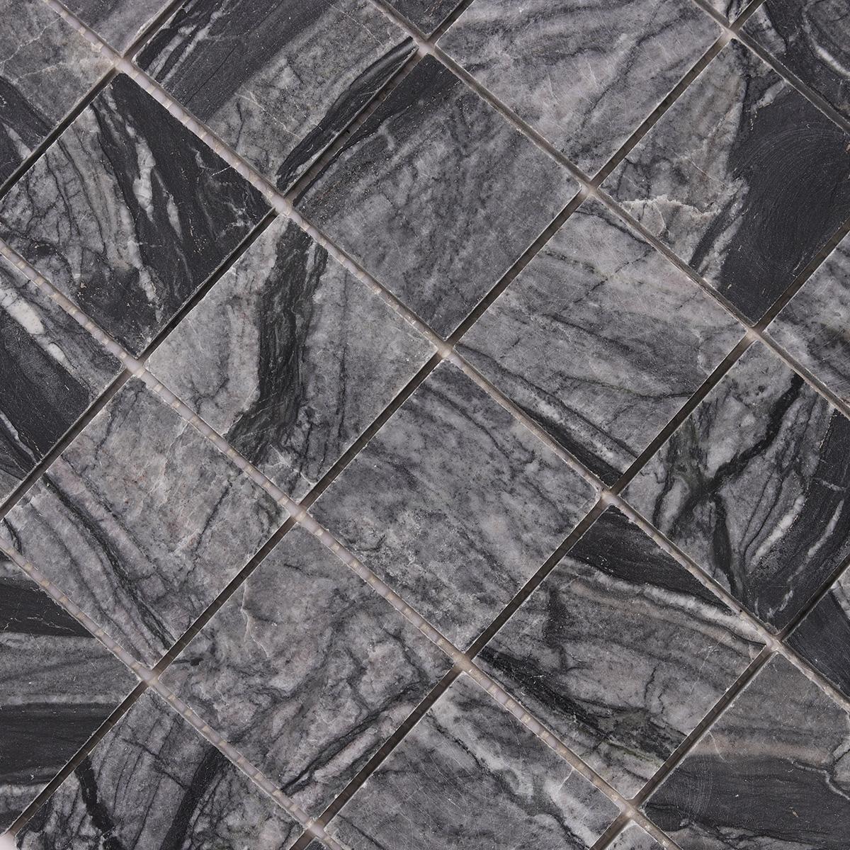 Bardiglio Square Marble Mosaic Tiles 48X48 for Elegant Spaces — mosaic vuông bằng đá marble tự nhiên