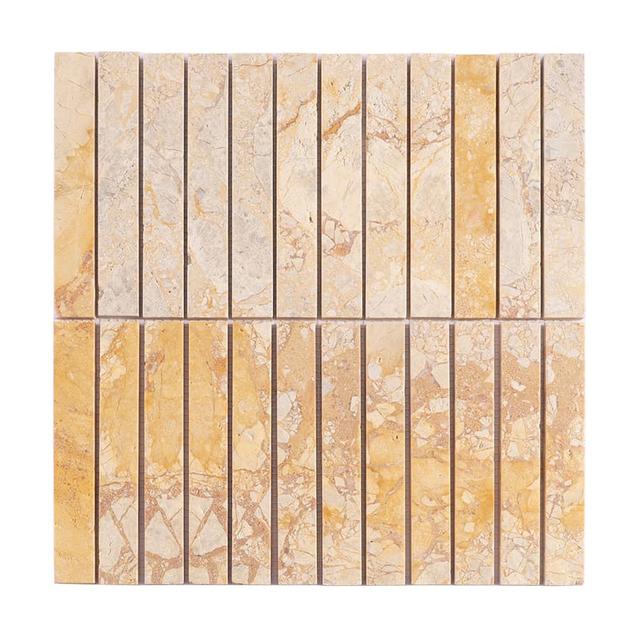 Yellow Beige Marble Strip Mosaic Wall Tile — mosaic thanh dài (linear) bằng đá marble beige