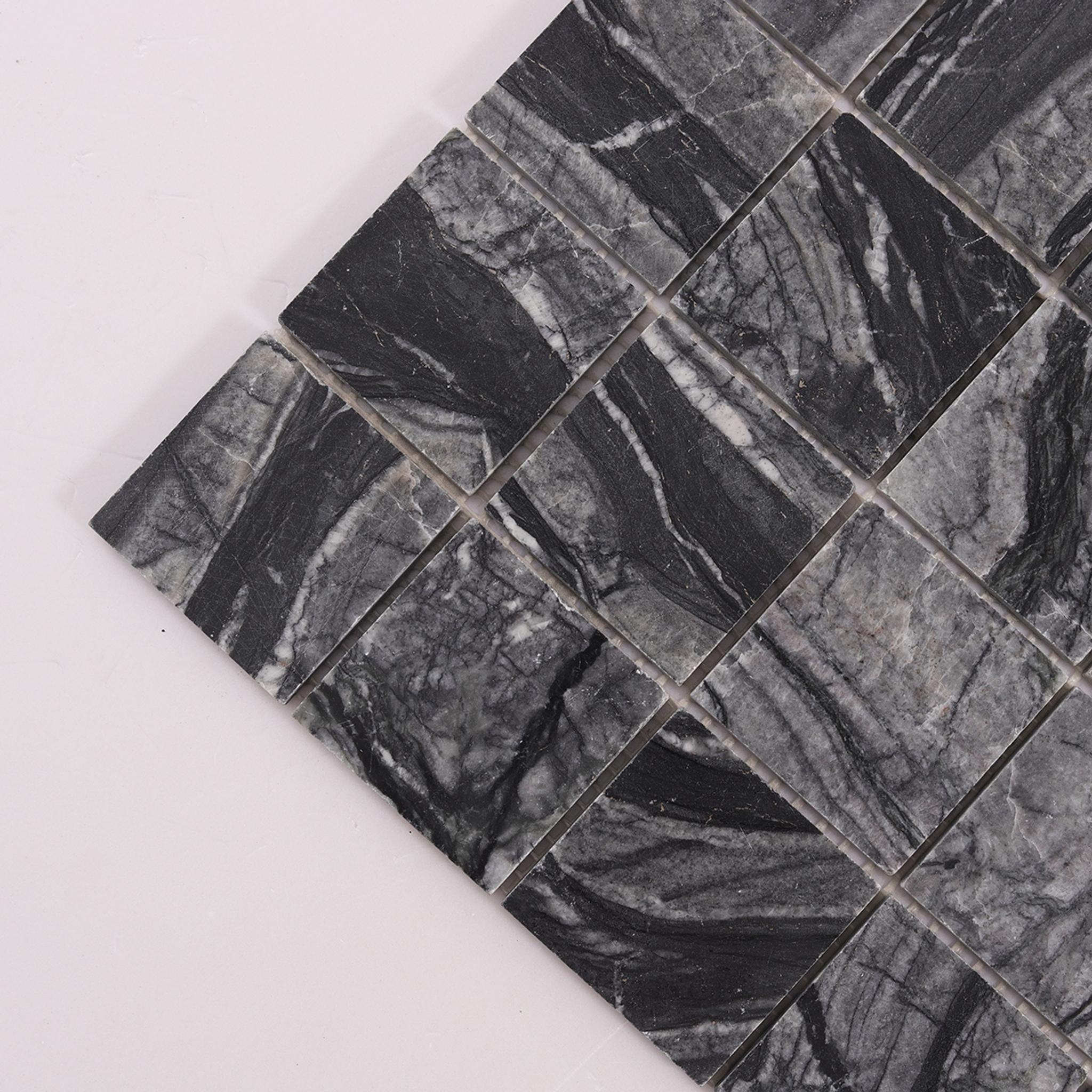 Bardiglio Square Marble Mosaic Tiles 48X48 for Elegant Spaces — mosaic vuông bằng đá marble tự nhiên