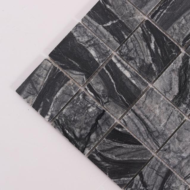 Bardiglio Square Marble Mosaic Tiles 48X48 for Elegant Spaces — mosaic vuông bằng đá marble tự nhiên
