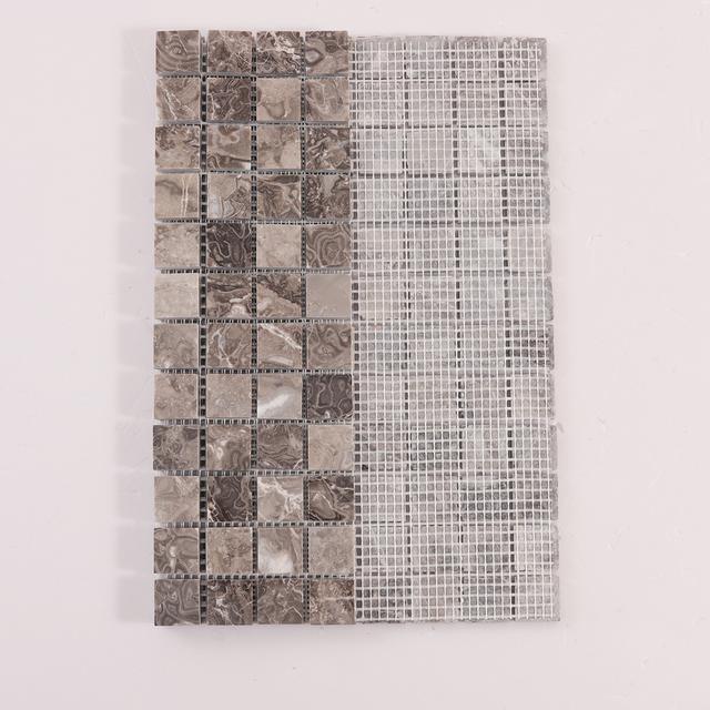Emperador Light Brown Square Marble Mosaic Tiles — mosaic vuông bằng đá marble nâu & nâu Emperador
