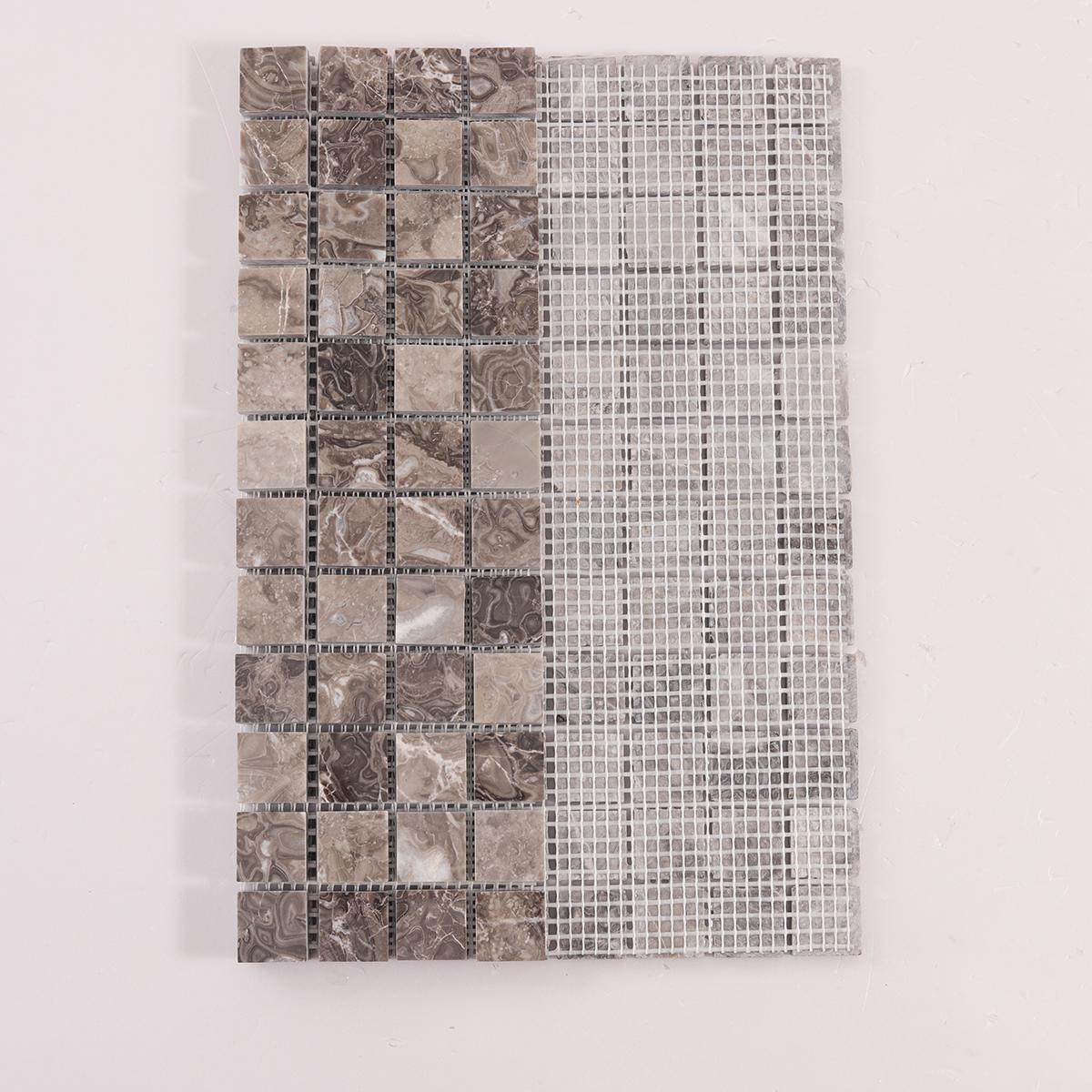 Emperador Light Brown Square Marble Mosaic Tiles — mosaic vuông bằng đá marble nâu & nâu Emperador
