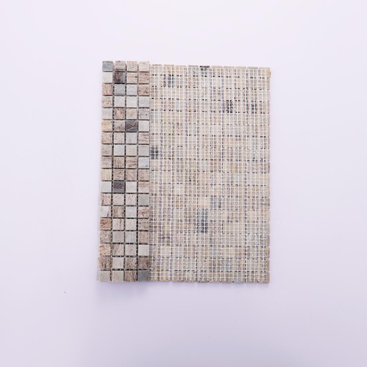 Gray Wooden Square Marble Honed Mosaic Tile — mosaic vuông bằng đá marble xám