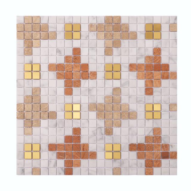 Marble and Metal Houndstooth Mosaic Tile — mosaic vuông bằng đá marble tự nhiên