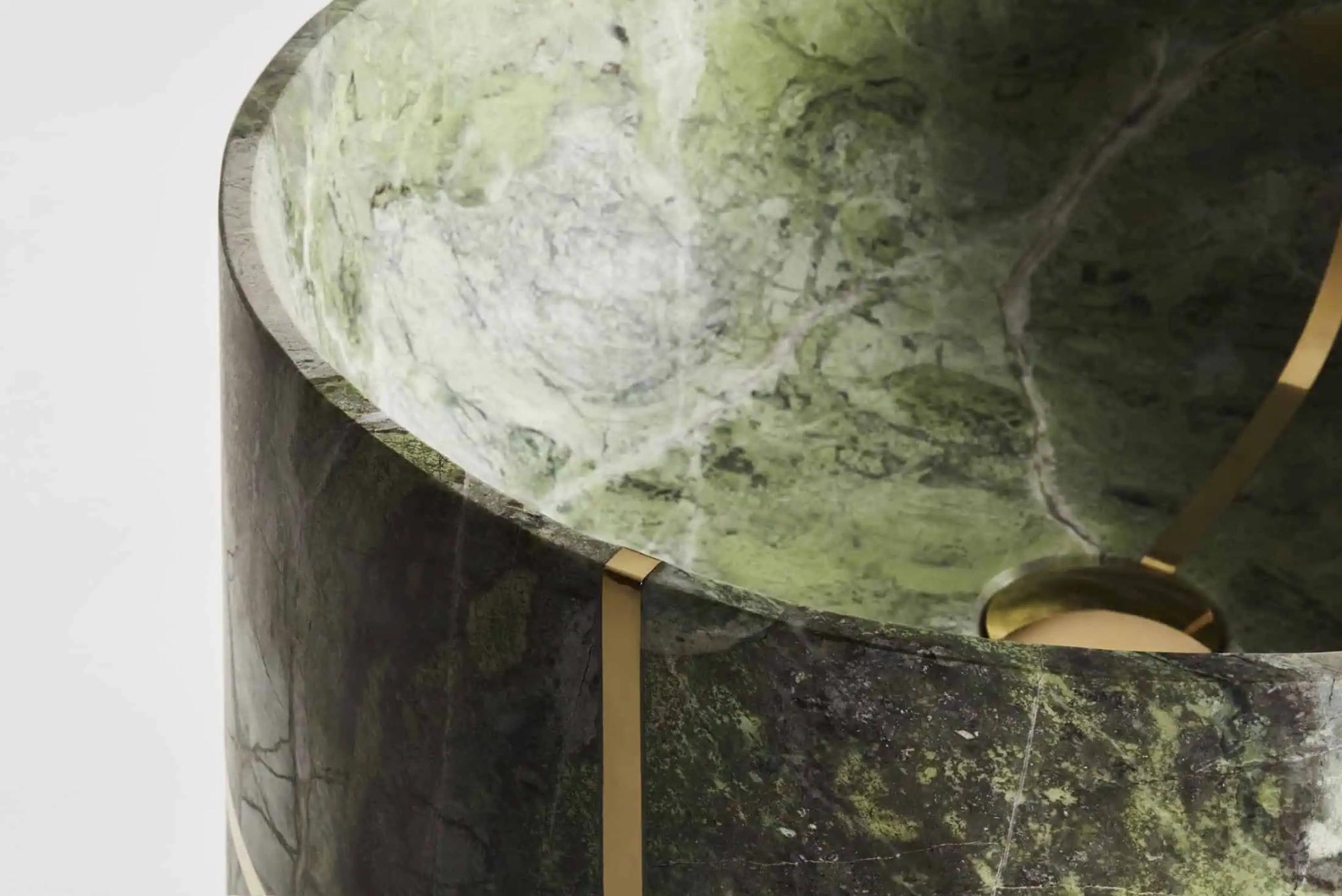 Lavabo đá nguyên khối tròn VIII — nội thất đá Rochelle Couture