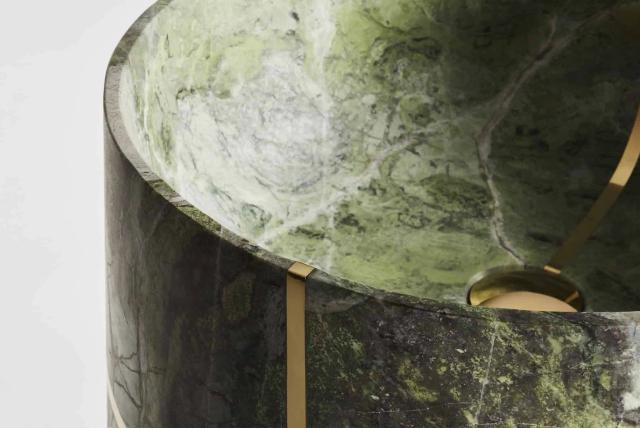 Lavabo đá nguyên khối tròn VIII — nội thất đá Rochelle Stone