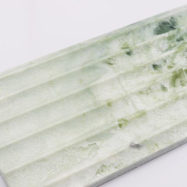 Light Green Marble Fluted Tile for Serene Spa and Vanity Wall Design — mosaic rãnh sọc (fluted) bằng đá marble xanh lục