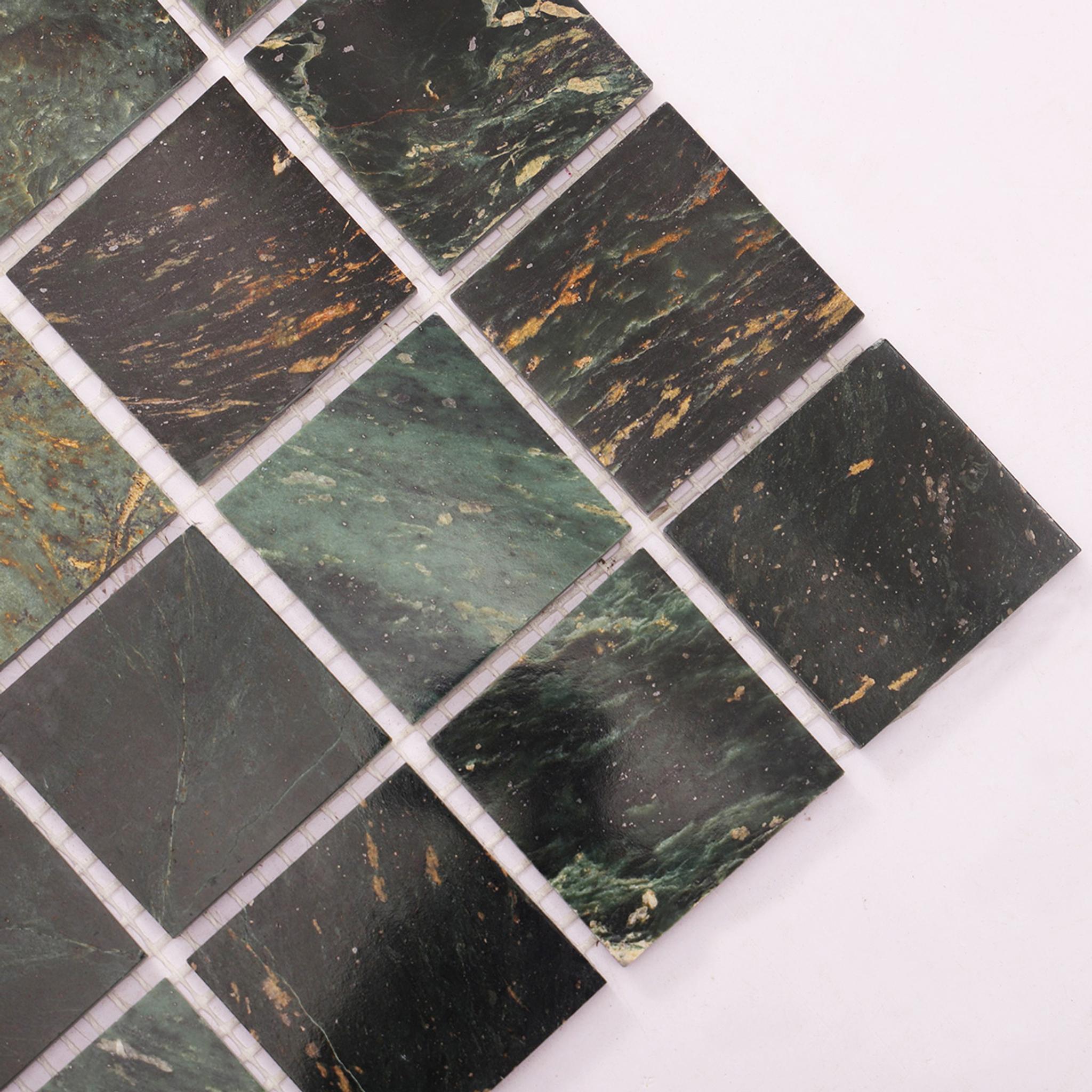 Green Marble Square Mosaic Tiles for Walls and Floors — mosaic vuông bằng đá marble xanh lục