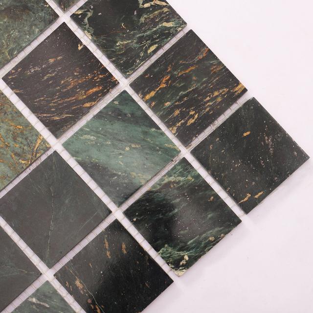 Green Marble Square Mosaic Tiles for Walls and Floors — mosaic vuông bằng đá marble xanh lục