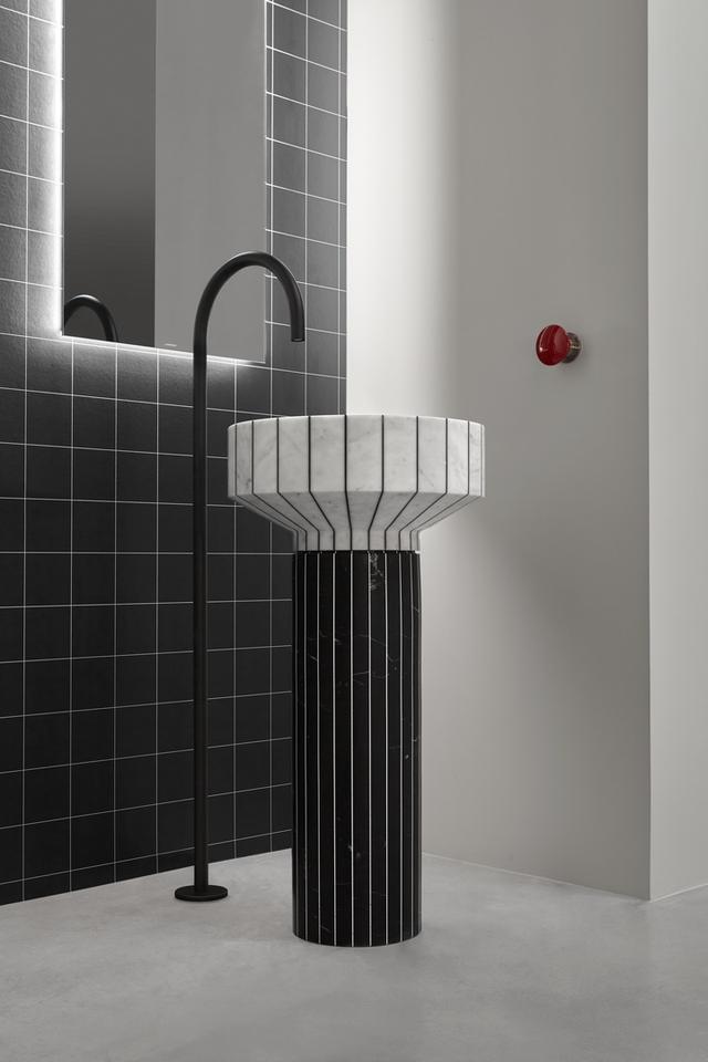 Lavabo 024 đặt sàn — lavabo đá tự nhiên Rochelle