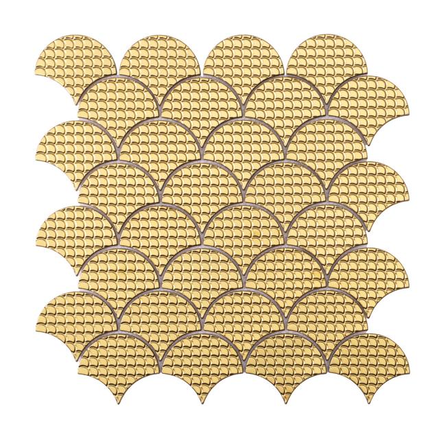 3D Gold Metal Shell Shaped Mosaic Tiles — Mosaic kim loại mạ vàng hình vỏ sò — Rochelle Rochelle Stone