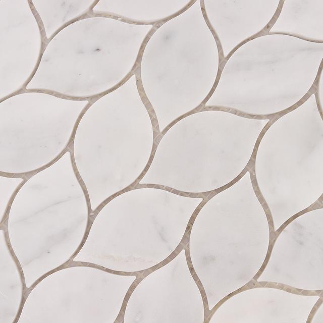 White Carrara Leaf Marble Mosaic Tiles — mosaic ghép nghệ thuật bằng đá marble trắng & trắng Carrara